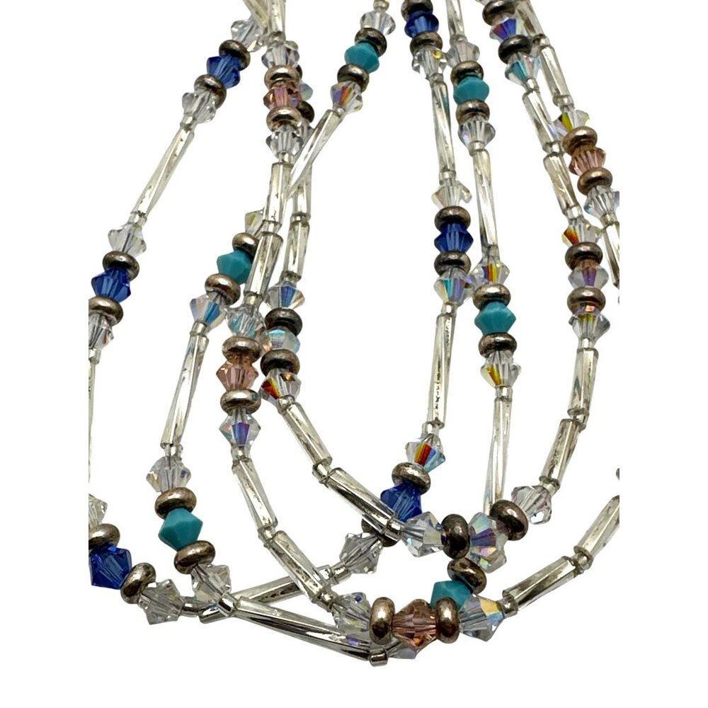 Magnetic Multicolor Aurora Borealis Crystal Necklace Multi-Strand Glass Beads